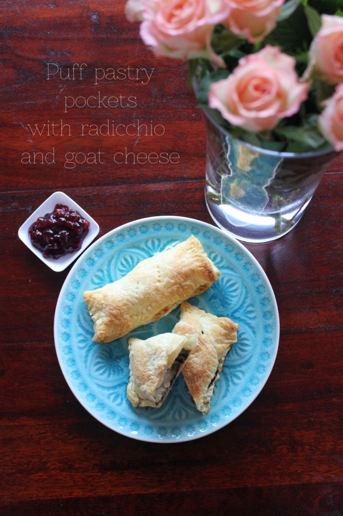 Puff pastry pockets with radicchio and goat cheese - Gourmet Elephant